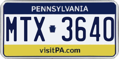 PA license plate MTX3640