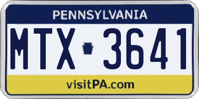 PA license plate MTX3641