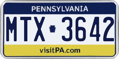 PA license plate MTX3642