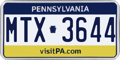 PA license plate MTX3644