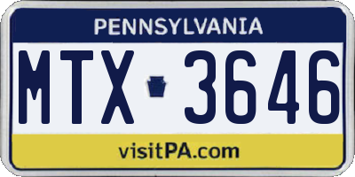 PA license plate MTX3646