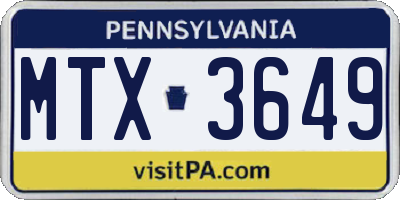 PA license plate MTX3649