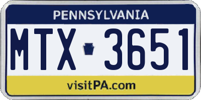 PA license plate MTX3651