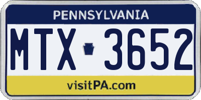 PA license plate MTX3652