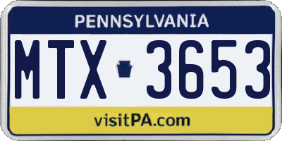 PA license plate MTX3653