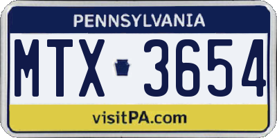 PA license plate MTX3654