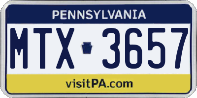 PA license plate MTX3657