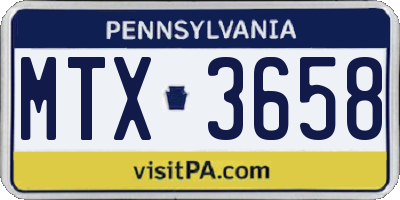 PA license plate MTX3658