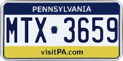 PA license plate MTX3659