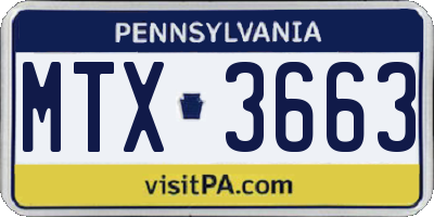 PA license plate MTX3663