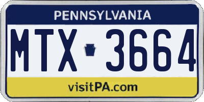 PA license plate MTX3664