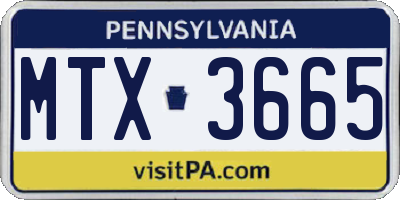 PA license plate MTX3665