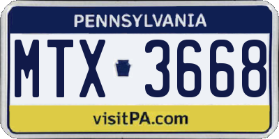 PA license plate MTX3668