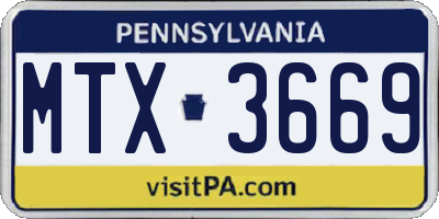 PA license plate MTX3669
