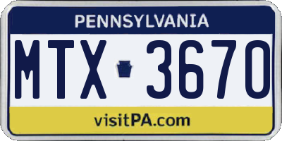 PA license plate MTX3670