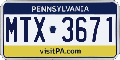 PA license plate MTX3671