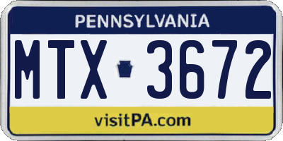 PA license plate MTX3672