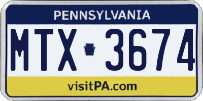 PA license plate MTX3674