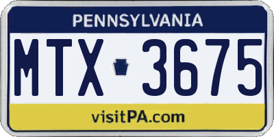 PA license plate MTX3675