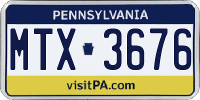 PA license plate MTX3676