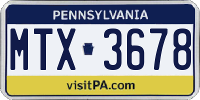 PA license plate MTX3678