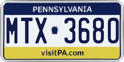 PA license plate MTX3680