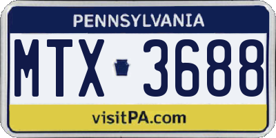 PA license plate MTX3688