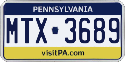 PA license plate MTX3689