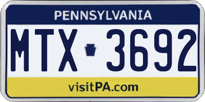 PA license plate MTX3692