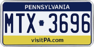 PA license plate MTX3696