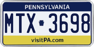 PA license plate MTX3698