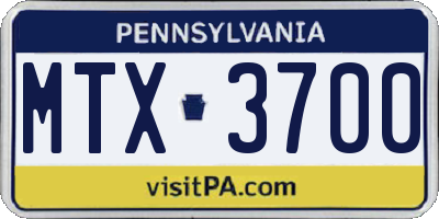 PA license plate MTX3700