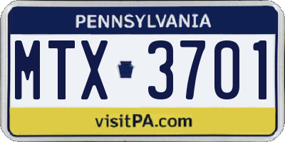 PA license plate MTX3701