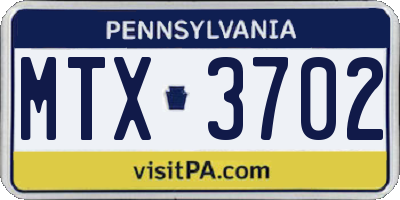 PA license plate MTX3702