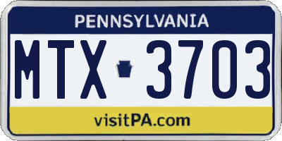 PA license plate MTX3703
