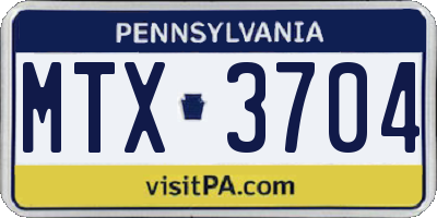 PA license plate MTX3704