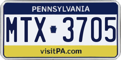 PA license plate MTX3705