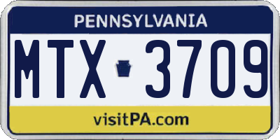 PA license plate MTX3709