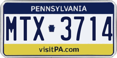 PA license plate MTX3714