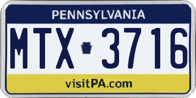 PA license plate MTX3716