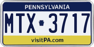 PA license plate MTX3717