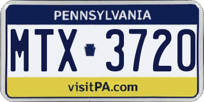 PA license plate MTX3720