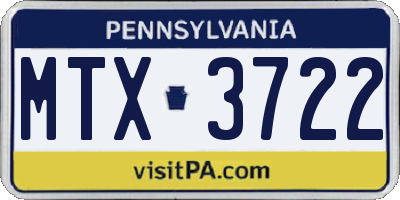 PA license plate MTX3722