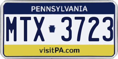 PA license plate MTX3723