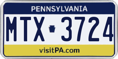 PA license plate MTX3724