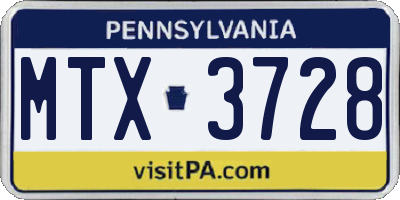 PA license plate MTX3728