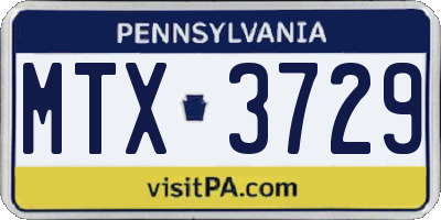 PA license plate MTX3729