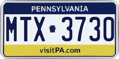 PA license plate MTX3730