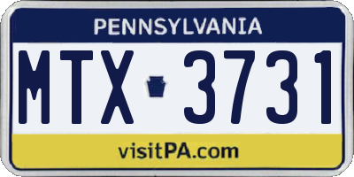 PA license plate MTX3731