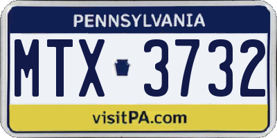 PA license plate MTX3732